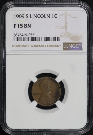 Obverse of this 1909-S Lincoln Cent Wheat Reverse NGC F-15 BN