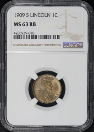 Obverse of this 1909-S Lincoln Cent Wheat Reverse NGC MS-63 RB