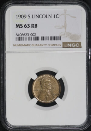 Obverse of this 1909-S Lincoln Cent Wheat Reverse NGC MS-63 RB
