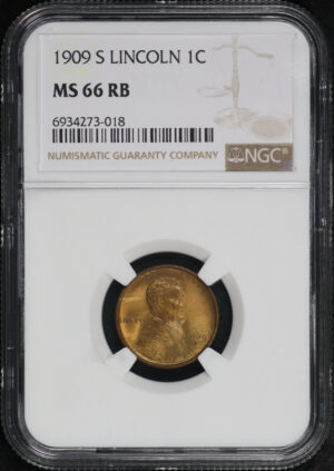 Obverse of this 1909 S Lincoln Cent Wheat Reverse NGC MS-66 RB