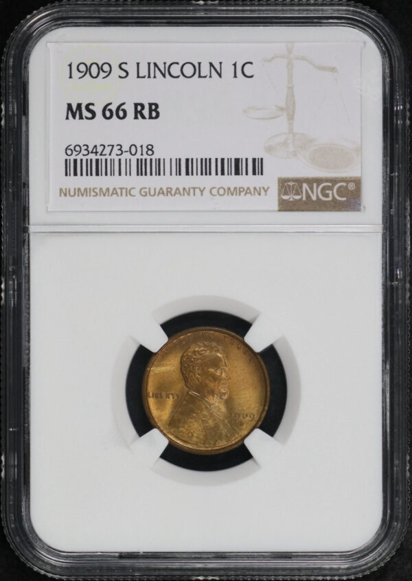 Obverse of this 1909 S Lincoln Cent Wheat Reverse NGC MS-66 RB