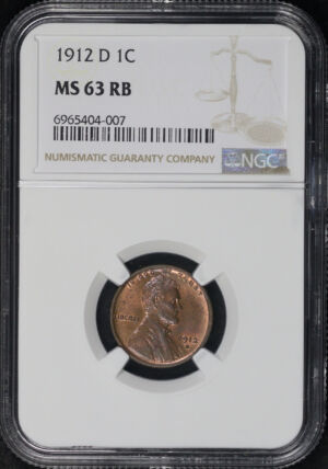 Obverse of this 1912-D Lincoln Cent Wheat Reverse NGC MS-63 RB