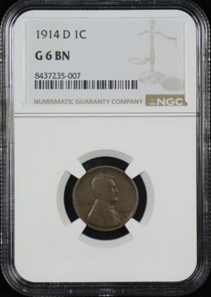 Obverse of this 1914-D Lincoln Cent Wheat Reverse NGC G-6 BN