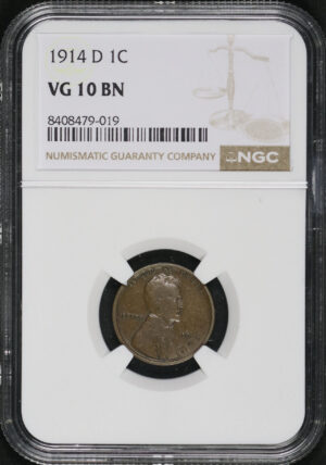Obverse of this 1914-D Lincoln Cent Wheat Reverse NGC VG-10 BN