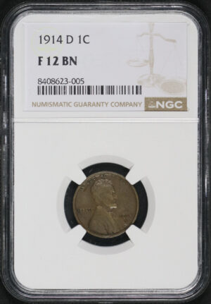 Obverse of this 1914-D Lincoln Cent Wheat Reverse NGC F-12 BN