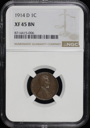 Obverse of this 1914-D Lincoln Cent Wheat Reverse NGC XF-45 BN
