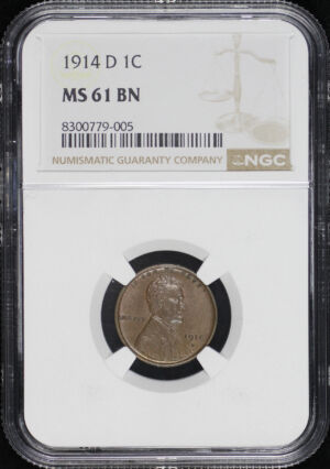 Obverse of this 1914-D Lincoln Cent Wheat Reverse NGC MS-61 BN