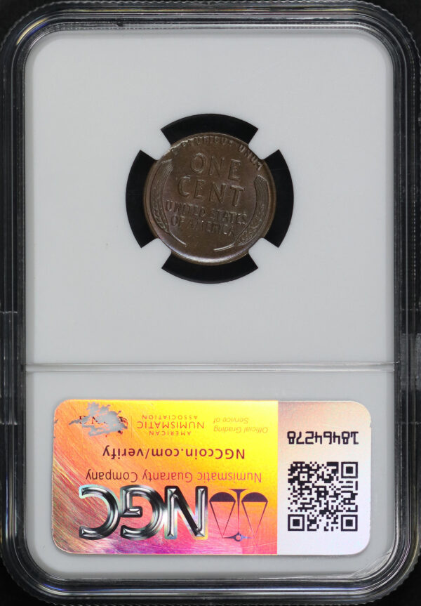 Reverse of this 1918-D Lincoln Cent Wheat Reverse NGC MS-63 BN