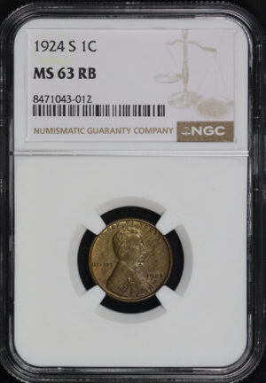 Obverse of this 1924-S Lincoln Cent Wheat Reverse NGC MS-63 RB