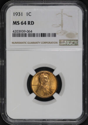 Obverse of this 1931 Lincoln Cent Wheat Reverse NGC MS-64 RD