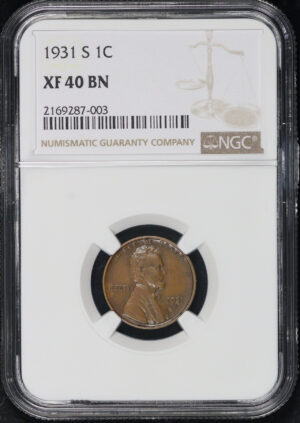 Obverse of this 1931-S Lincoln Cent Wheat Reverse NGC XF-40 BN