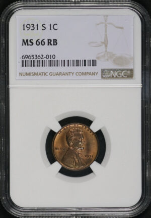 Obverse of this 1931-S Lincoln Cent Wheat Reverse NGC MS-66 RB