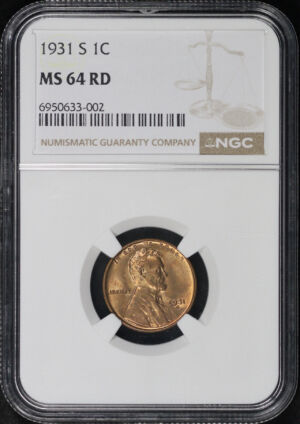 Obverse of this 1931-S Lincoln Cent Wheat Reverse NGC MS-64 RD