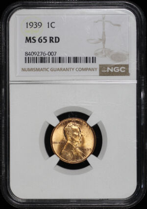Obverse of this 1939 Lincoln Cent Wheat Reverse NGC MS-65 RD