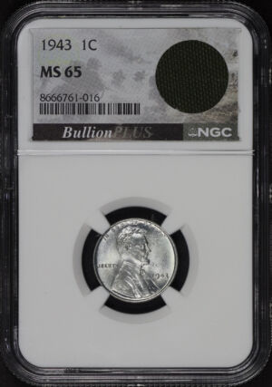 Obverse of this 1943 Lincoln Cent Wheat Reverse NGC MS-65