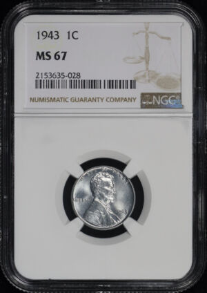 Obverse of this 1943 Lincoln Cent Wheat Reverse NGC MS-67