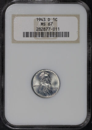 Obverse of this 1943-D Lincoln Cent Wheat Reverse NGC MS-67