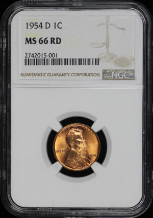 Obverse of this 1954-D Lincoln Cent Wheat Reverse NGC MS-66 RD