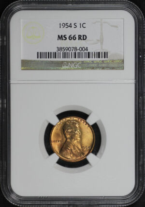 Obverse of this 1954-S Lincoln Cent Wheat Reverse NGC MS-66 RD