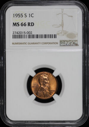 Obverse of this 1955-S Lincoln Cent Wheat Reverse NGC MS-66 RD