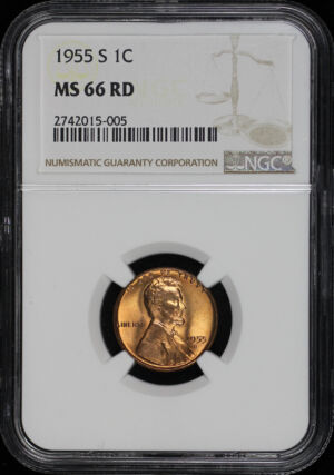 Obverse of this 1955-S Lincoln Cent Wheat Reverse NGC MS-66 RD