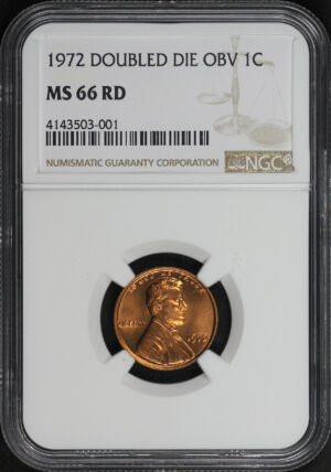 Obverse of this 1972 Lincoln Cent Modern Doubled Die Obverse NGC MS-66 RD