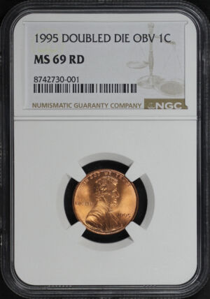Obverse of this 1995 Lincoln Cent Modern Doubled Die Obverse NGC MS-69 RD