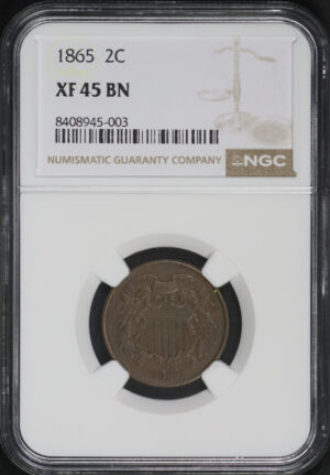 Obverse of this 1865 Two Cent NGC XF-45 BN