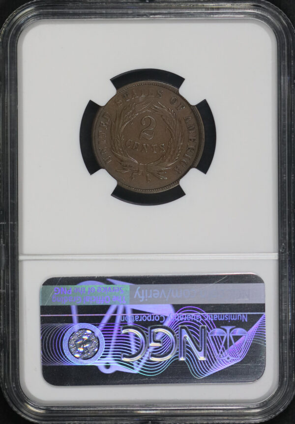 Reverse of this 1865 Two Cent NGC XF-45 BN