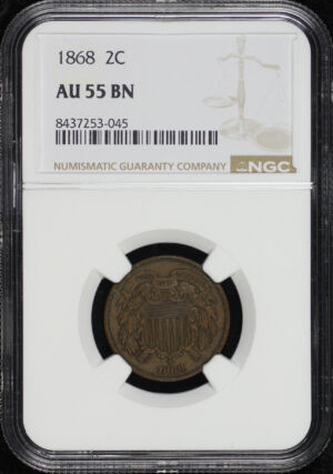 Obverse of this 1868 Two Cent NGC AU-55 BN