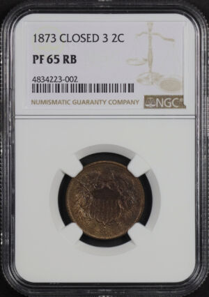 Obverse of this 1873 Two Cent Closed 3 NGC PF-65 RB