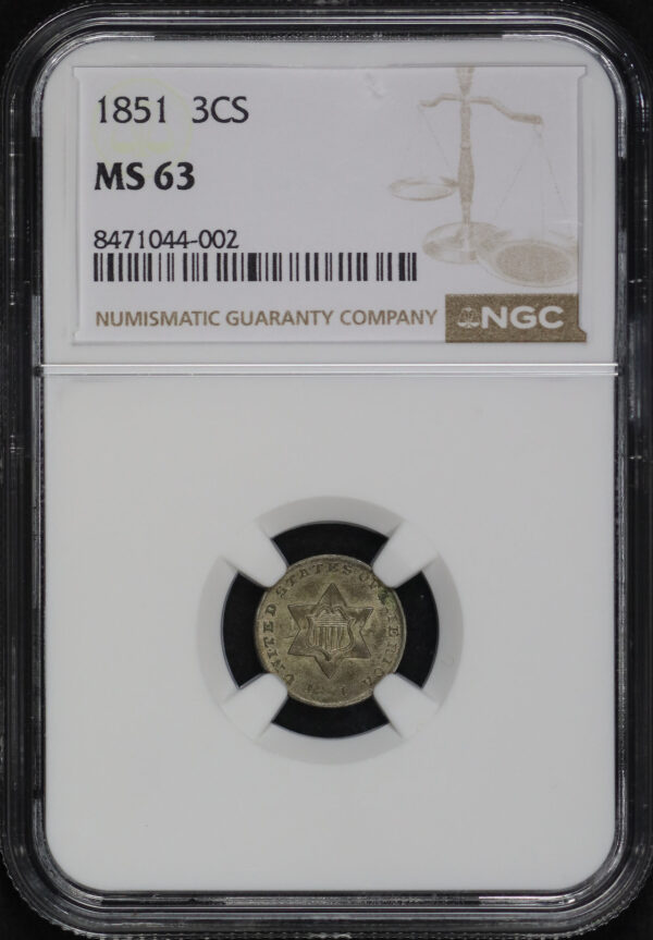 Obverse of this 1851 Three Cent Silver NGC MS-63
