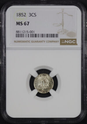 Obverse of this 1852 Three Cent Silver NGC MS-67