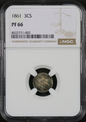 Obverse of this 1861 Three Cent Silver NGC PF-66