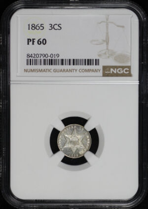 Obverse of this 1865 Three Cent Silver NGC PF-60