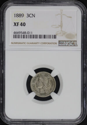 Obverse of this 1889 Three Cent Nickel NGC XF-40