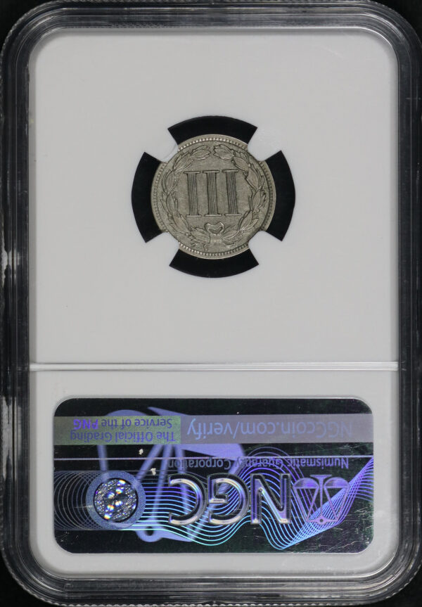 Reverse of this 1889 Three Cent Nickel NGC XF-40