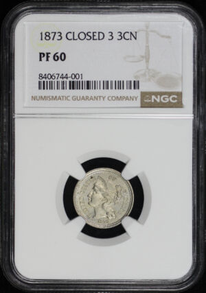 Obverse of this 1873 Three Cent Nickel Closed 3 NGC PF-60