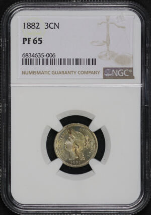 Obverse of this 1882 Three Cent Nickel NGC PF-65