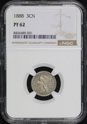 Obverse of this 1888 Three Cent Nickel NGC PF-62