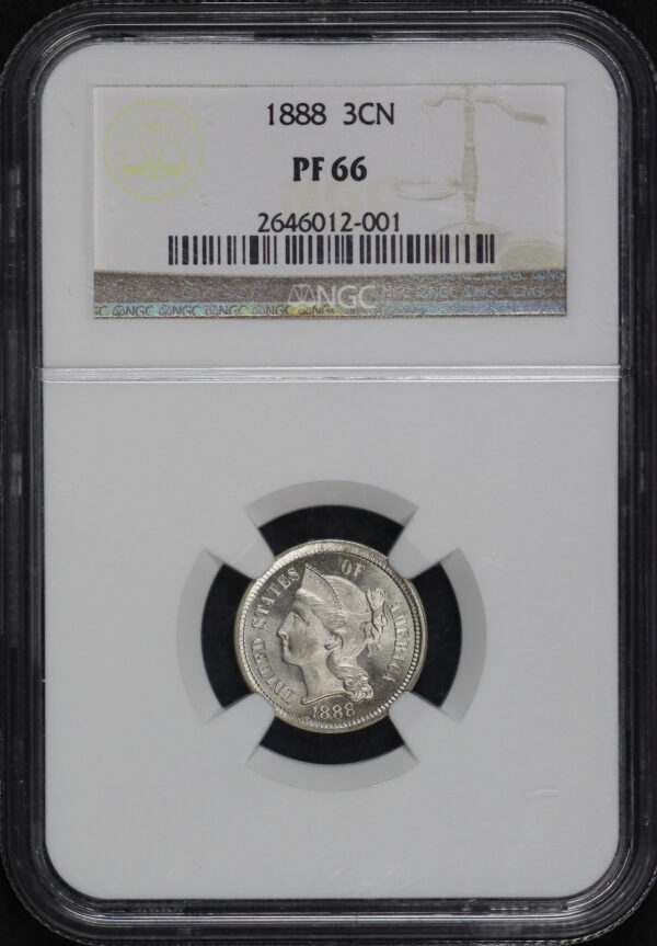 Obverse of this 1888 Three Cent Nickel NGC PF-66