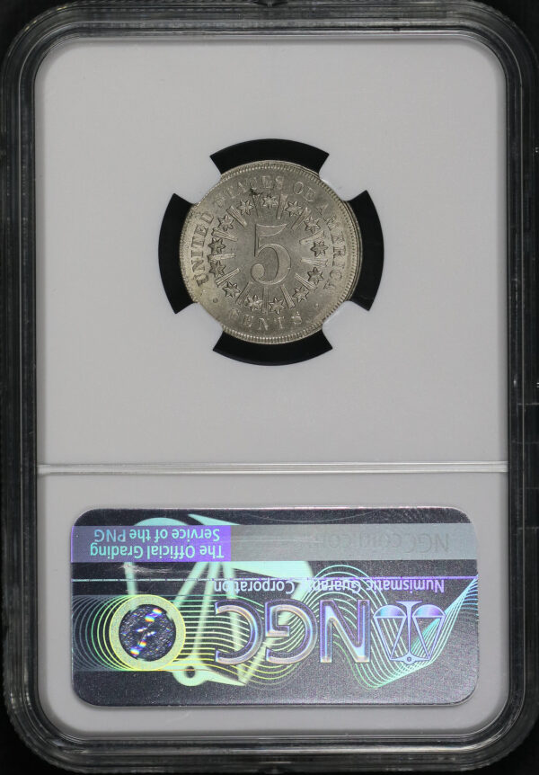 Reverse of this 1866 Shield Nickel Rays NGC MS-64