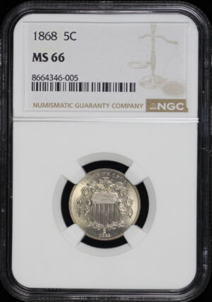 Obverse of this 1868 Shield Nickel NGC MS-66