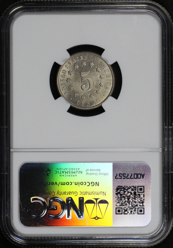 Reverse of this 1875 Shield Nickel NGC MS-65