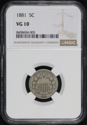 Obverse of this 1881 Shield Nickel NGC VG-10