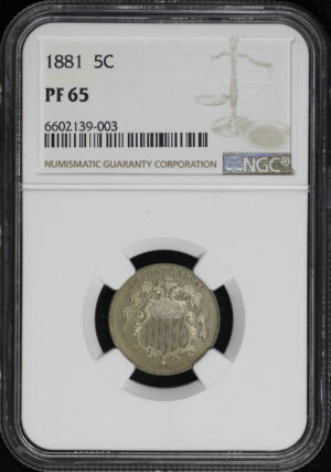 Obverse of this 1881 Shield Nickel NGC PF-65