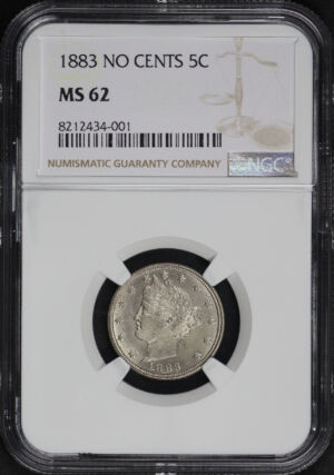 Obverse of this 1883 Liberty Nickel No CENTS NGC MS-62