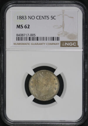 Obverse of this 1883 Liberty Nickel No CENTS NGC MS-62