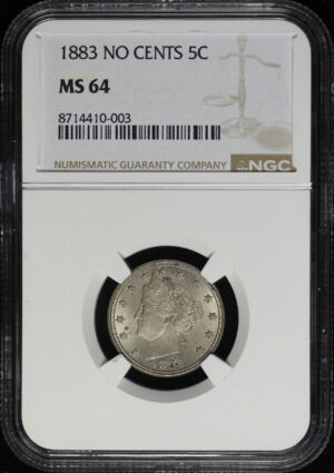 Obverse of this 1883 Liberty Nickel No Cents NGC MS-64