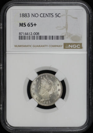 Obverse of this 1883 No CENTS Liberty Nickel NGC MS-65+